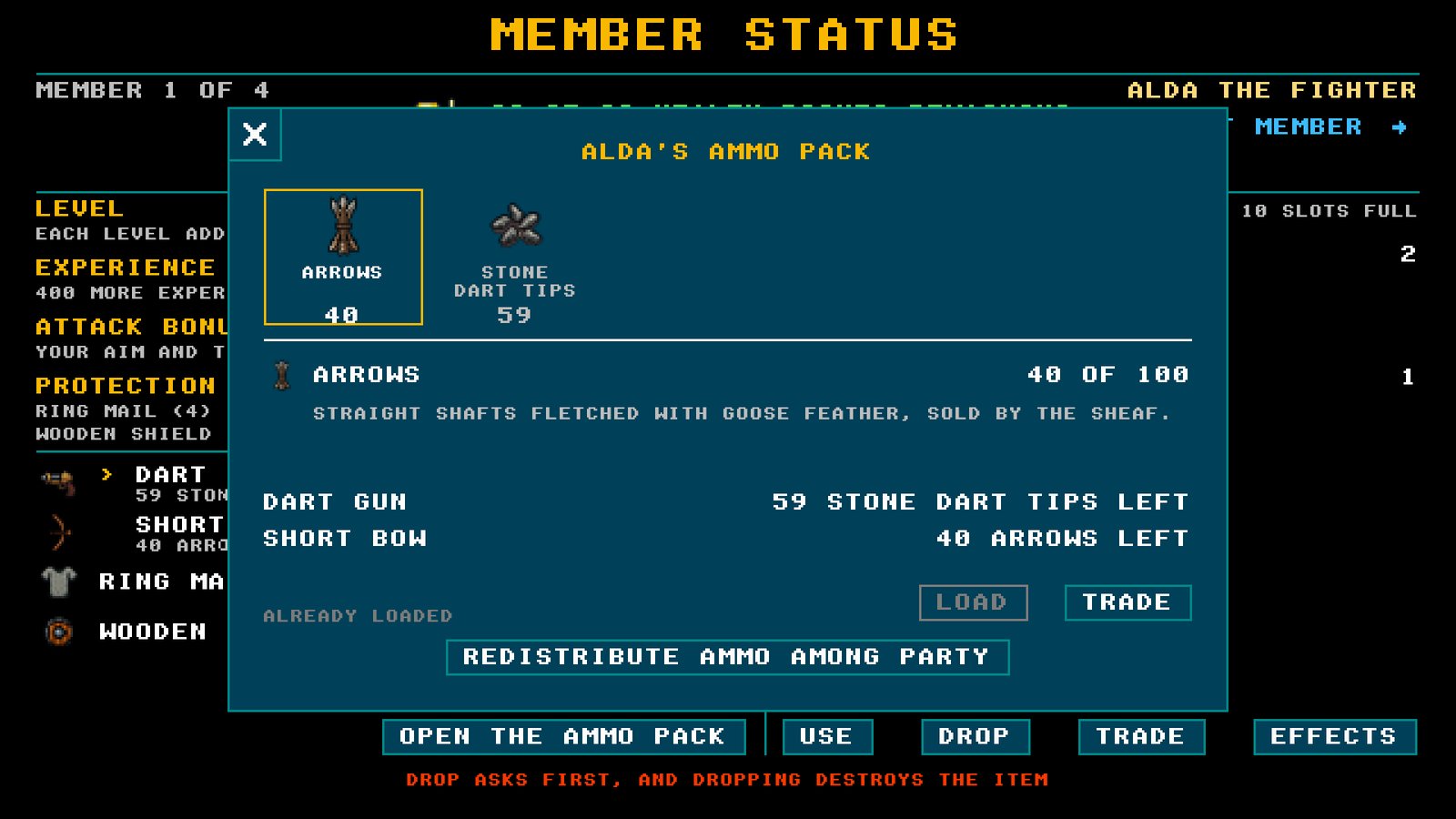 A member sheet with the ammunition pack open